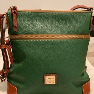 Dooney & Bourke Green and Brown Crossbody Bag with Adjustable Strap